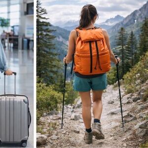 Anthropologie NWT Nylon Orange Puffer Backpack.